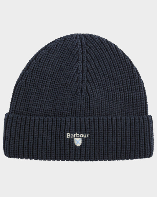 Barbour Cascade Mens Knitted Beanie Hat - Navy | CHO | Designer Mens Beanies