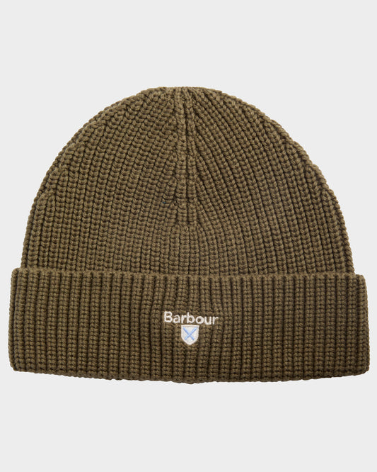 Barbour Cascade Mens Knitted Beanie Hat - Olive | CHO | Designer Mens Beanies