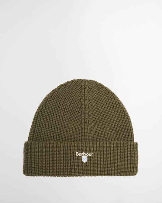 Barbour Cascade Mens Knitted Beanie Hat - Olive | CHO | Designer Mens Beanies