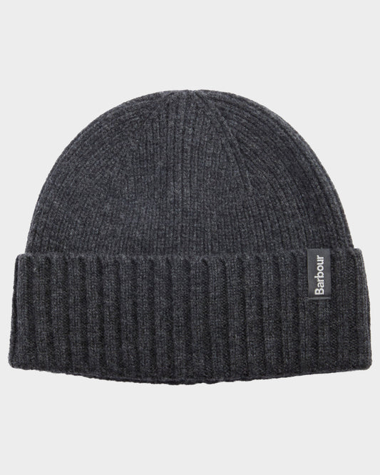 Barbour Danforth Mens Knitted Beanie Hat - Charcoal | CHO | Designer Mens Beanies