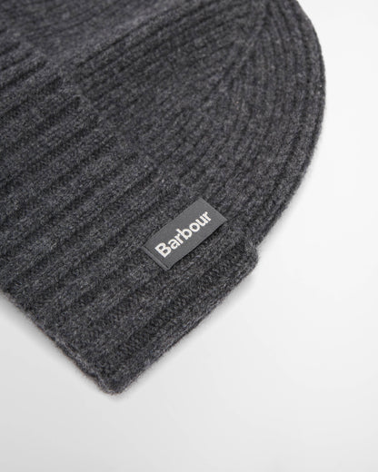 Barbour Danforth Mens Knitted Beanie Hat - Charcoal | CHO | Designer Mens Beanies