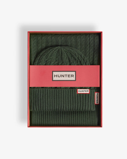 Hunter Unisex Mini Cable Cuff Beanie & Scarf Set - Kambaba