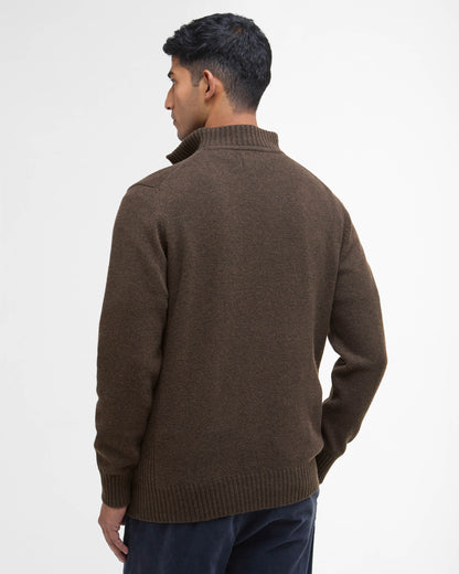Barbour Essential Lambswool Mens Half-Zip Jumper - Dark Oak | CHO | Designer Mens Knitwear