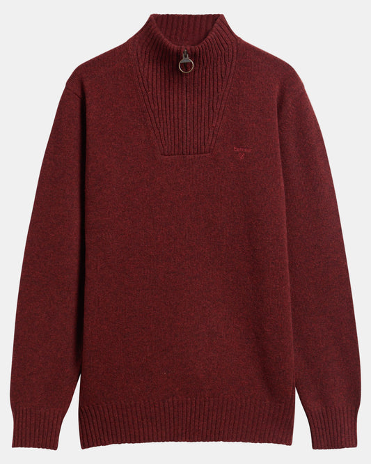 Barbour Essential Lambswool Mens Half-Zip Jumper - Russet | CHO | Designer Mens Knitwear