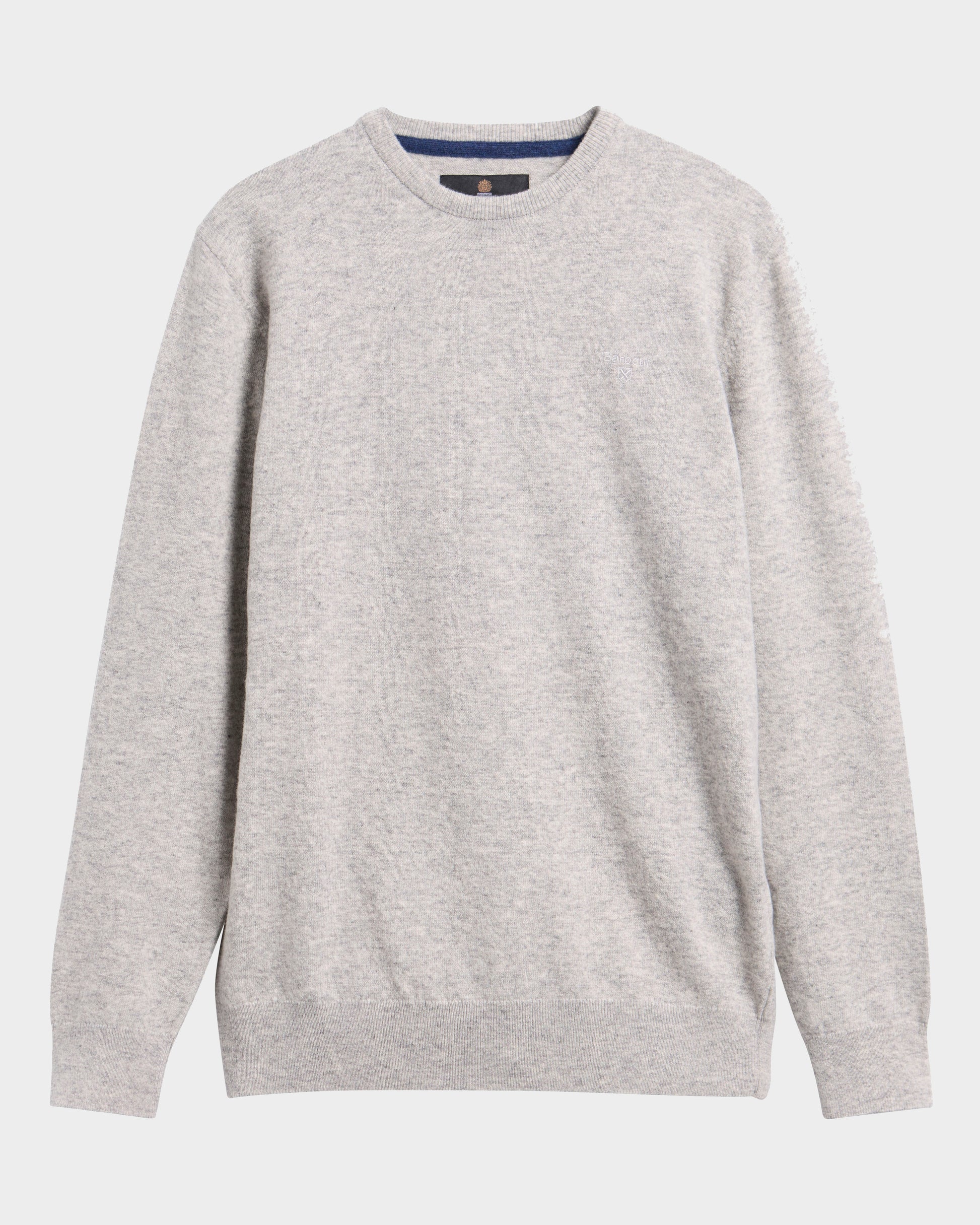 Barbour Essential Crew Neck Mens Jumper - Light Grey Marl | CHO | Designer Mens Jumpers
