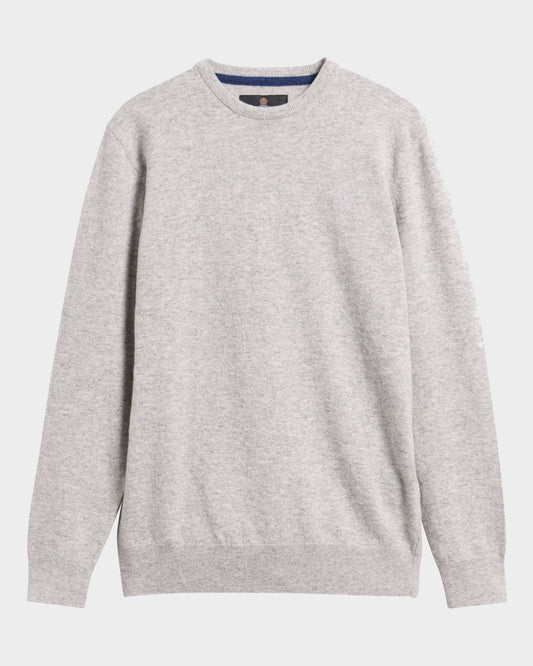 Barbour Essential Crew Neck Mens Jumper - Light Grey Marl | CHO | Designer Mens Jumpers