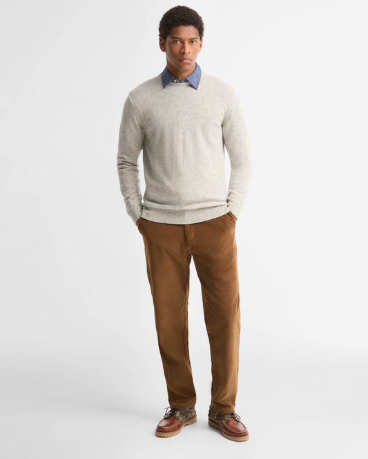 Barbour Essential Crew Neck Mens Jumper - Light Grey Marl | CHO | Designer Mens Jumpers