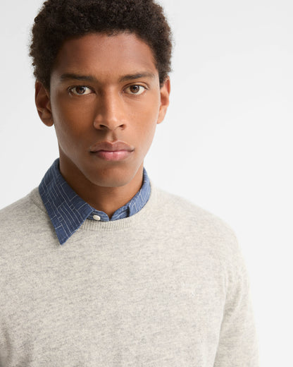 Barbour Essential Crew Neck Mens Jumper - Light Grey Marl | CHO | Designer Mens Jumpers
