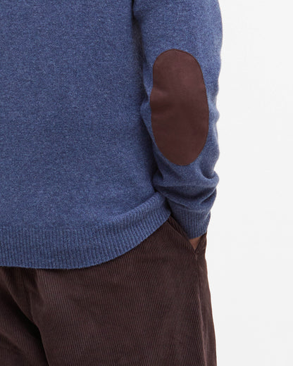 Barbour Essential Patch Mens Crew-Neck Jumper - Dark Indigo | CHO | Designer Mens Knitwear