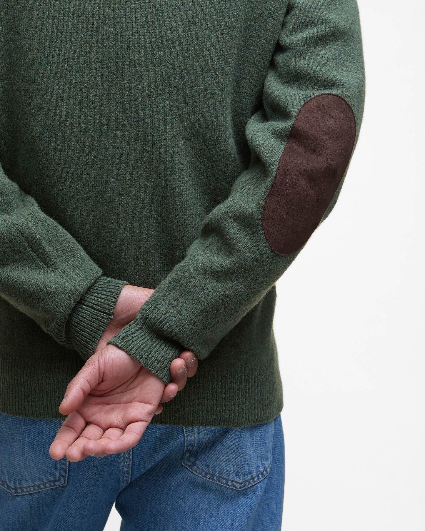Barbour Patch Buttoned Full-Zip Mens Knit - Olive | CHO | Designer Mens Jumpers