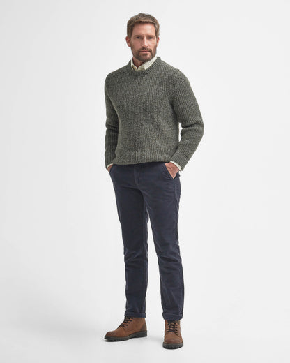 Barbour New Tyne Mens Crew Neck Sweater - Derby Tweed | CHO | Designer Mens Crew Neck Jumpers