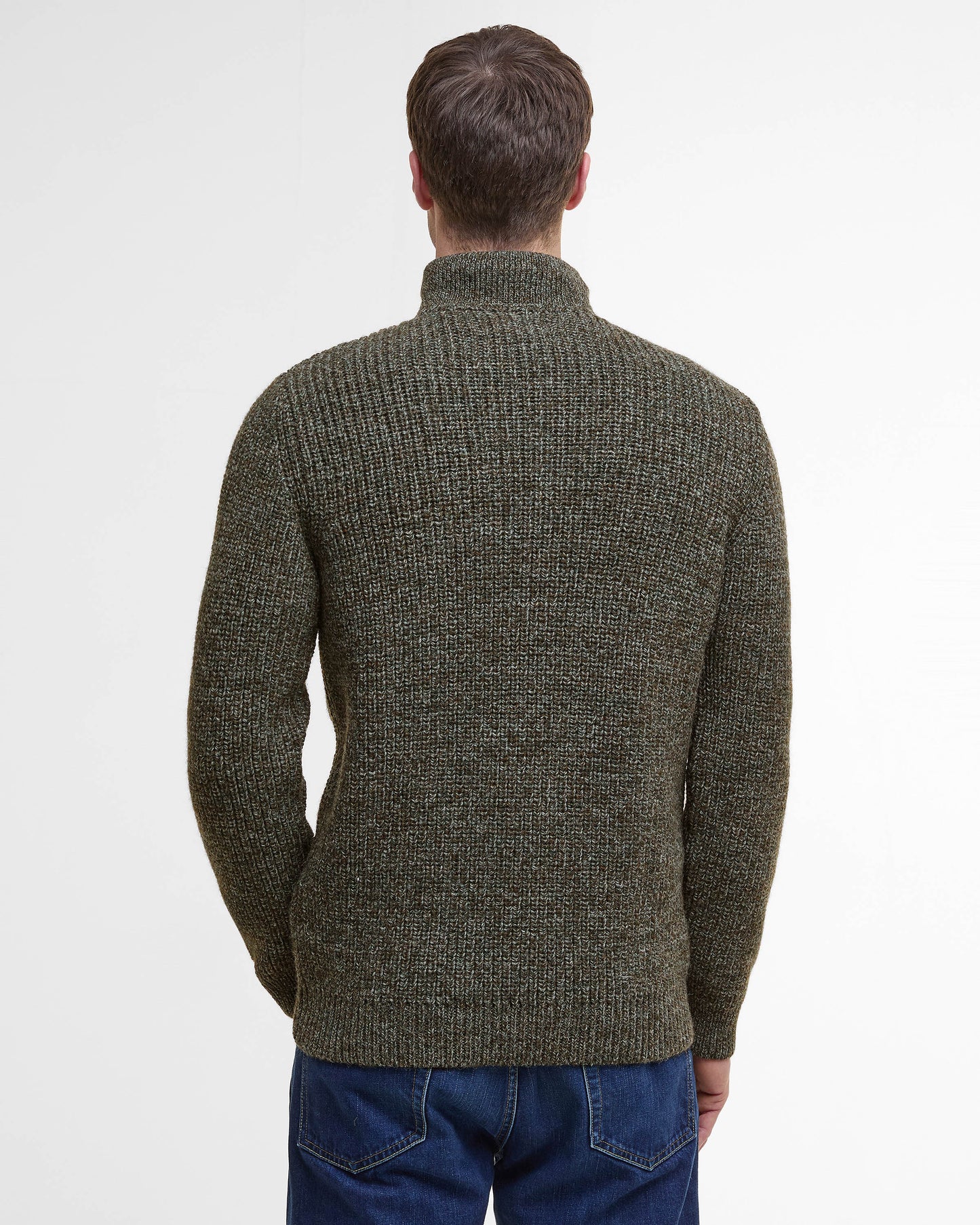 Barbour New Tyne Mens Half Zip Knitted Jumper - Derby Tweed | CHO | Designer Mens Quarter Zip Jumpers