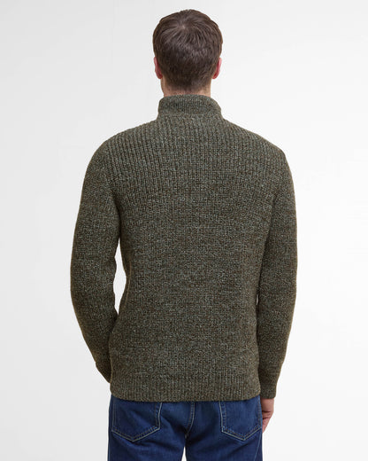 Barbour New Tyne Mens Half Zip Knitted Jumper - Derby Tweed | CHO | Designer Mens Quarter Zip Jumpers