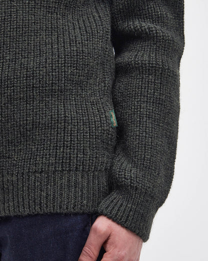 Barbour New Tyne Mens Half Zip Knitted Jumper - Olive | CHO | Designer Mens Quarter Zip Jumpers