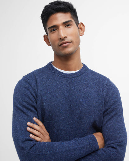 Barbour Essential Tisbury Mens Crew Neck Sweater - Deep Blue | CHO | Designer Mens Crew Neck Jumpers