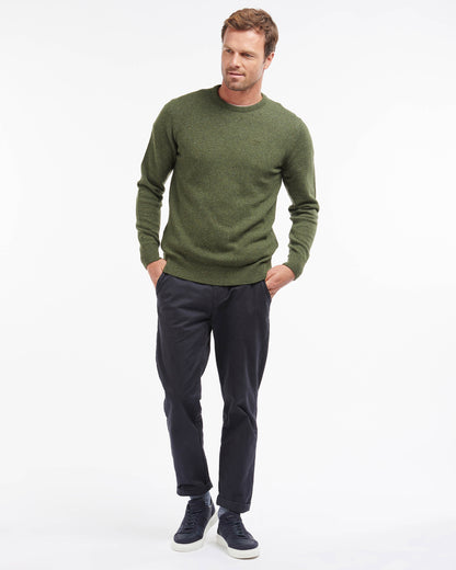 Barbour Essential Tisbury Mens Crew Neck Sweater - Forest | CHO | Designer Mens Crew Neck Jumpers