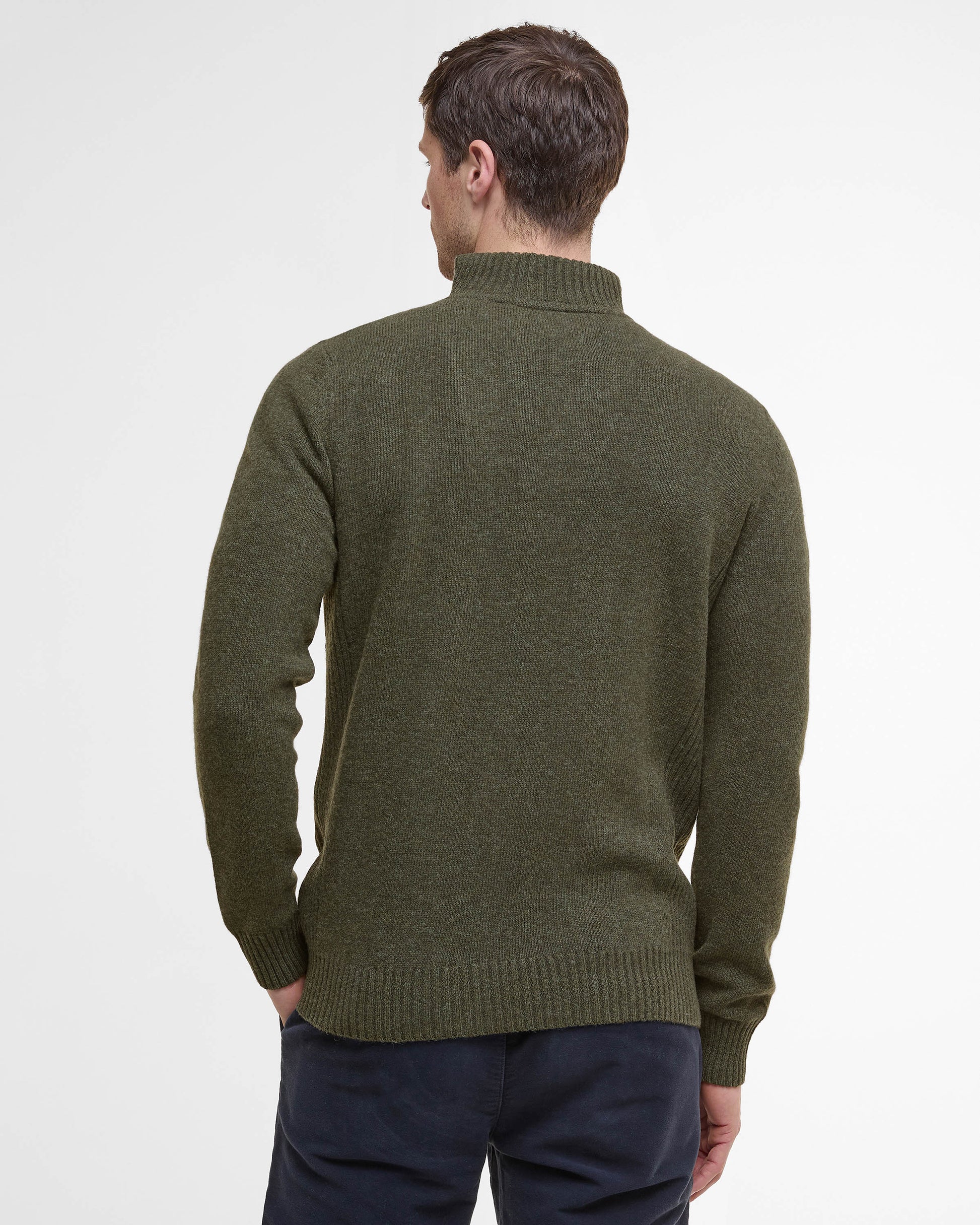 Barbour Nelson Essential Mens Half Zip Knitted Jumper - Seaweed | CHO | Designer Mens Quarter Zip Jumpers