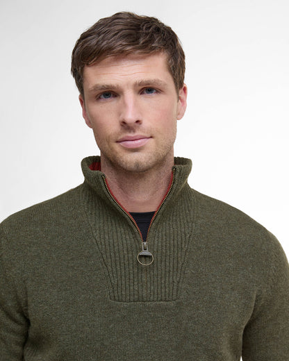 Barbour Nelson Essential Mens Half Zip Knitted Jumper - Seaweed | CHO | Designer Mens Quarter Zip Jumpers