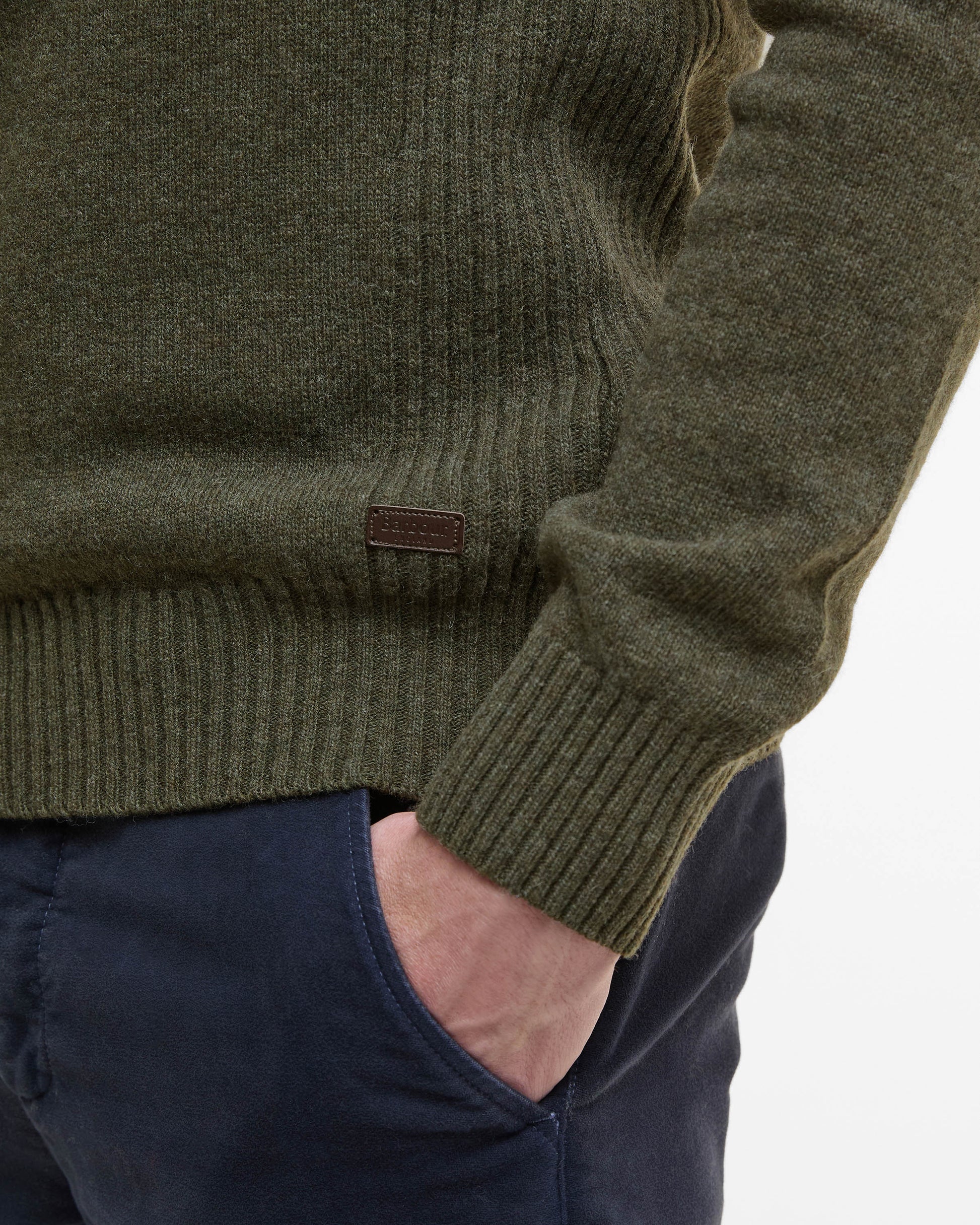 Barbour Nelson Essential Mens Half Zip Knitted Jumper - Seaweed | CHO | Designer Mens Quarter Zip Jumpers