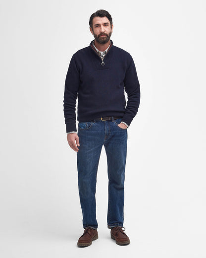 Barbour Nelson Essential Mens Half Zip Knitted Jumper - Navy | CHO | Designer Mens Quarter Zip Jumpers