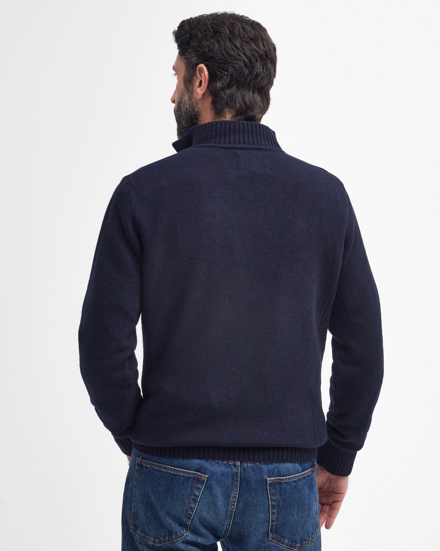 Barbour Nelson Essential Mens Half Zip Knitted Jumper - Navy | CHO | Designer Mens Quarter Zip Jumpers