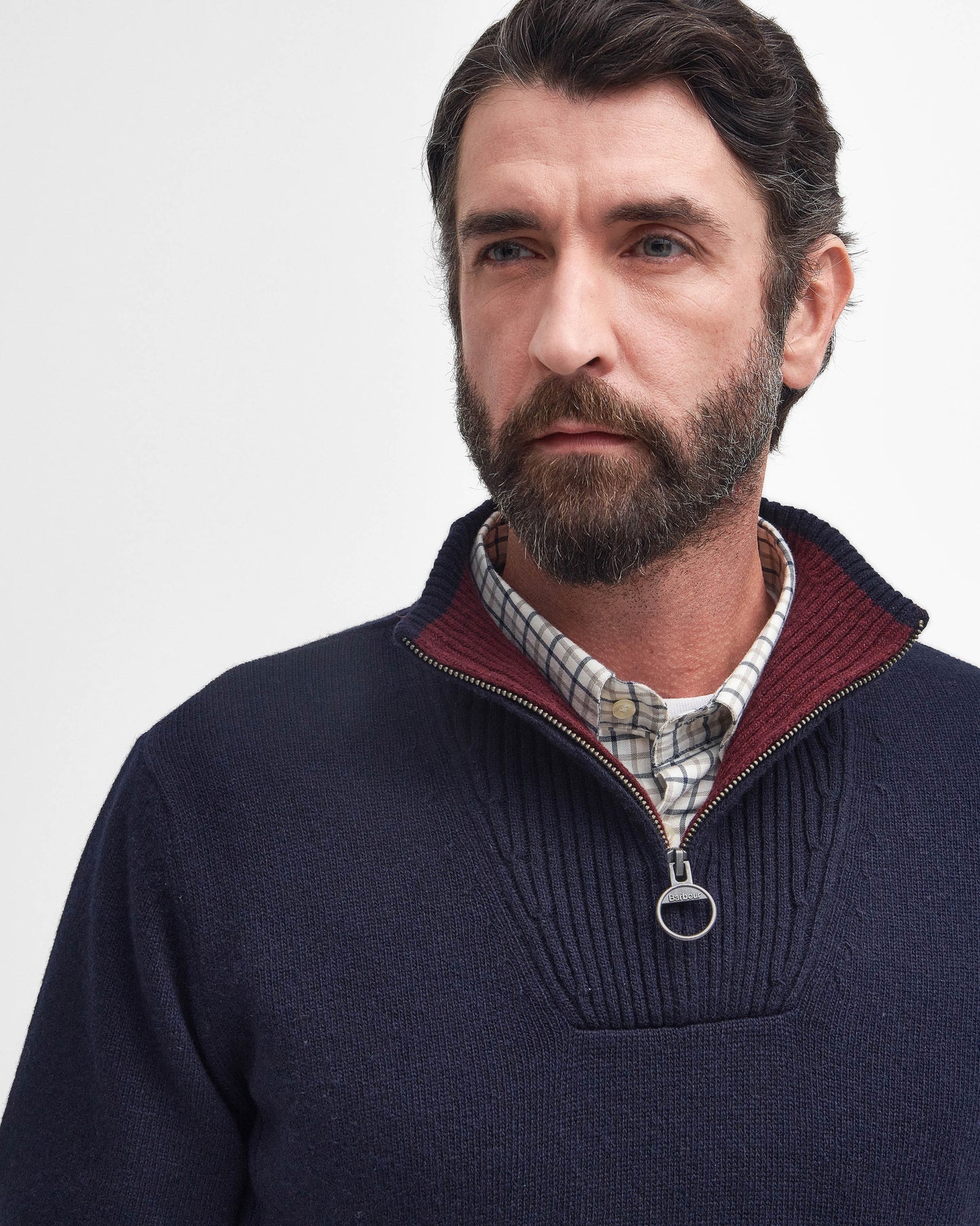 Barbour Nelson Essential Mens Half Zip Knitted Jumper - Navy | CHO | Designer Mens Quarter Zip Jumpers
