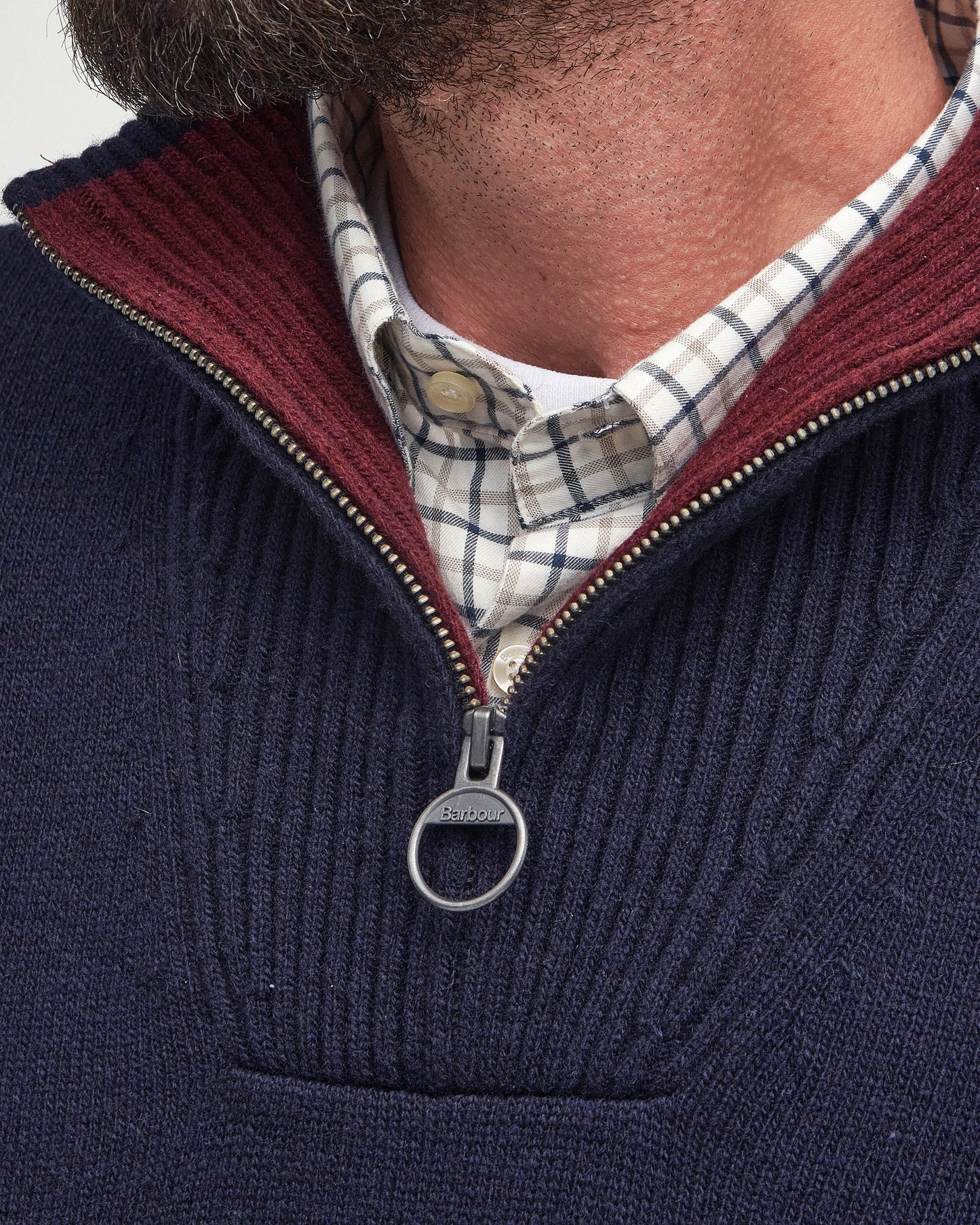 Barbour Nelson Essential Mens Half Zip Knitted Jumper - Navy | CHO | Designer Mens Quarter Zip Jumpers