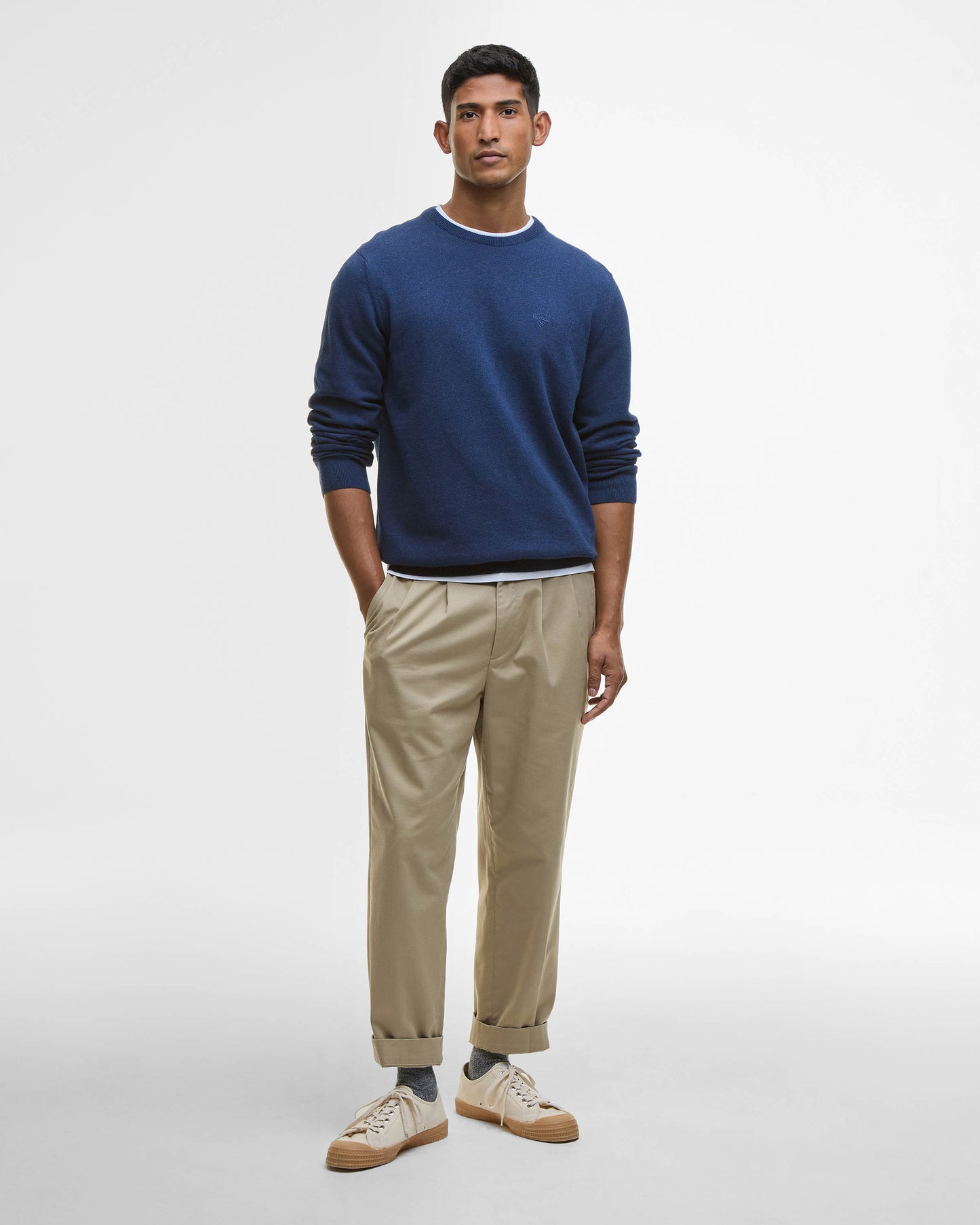 Barbour Pima Cotton Mens Crew Sweatshirt - Inky Marl