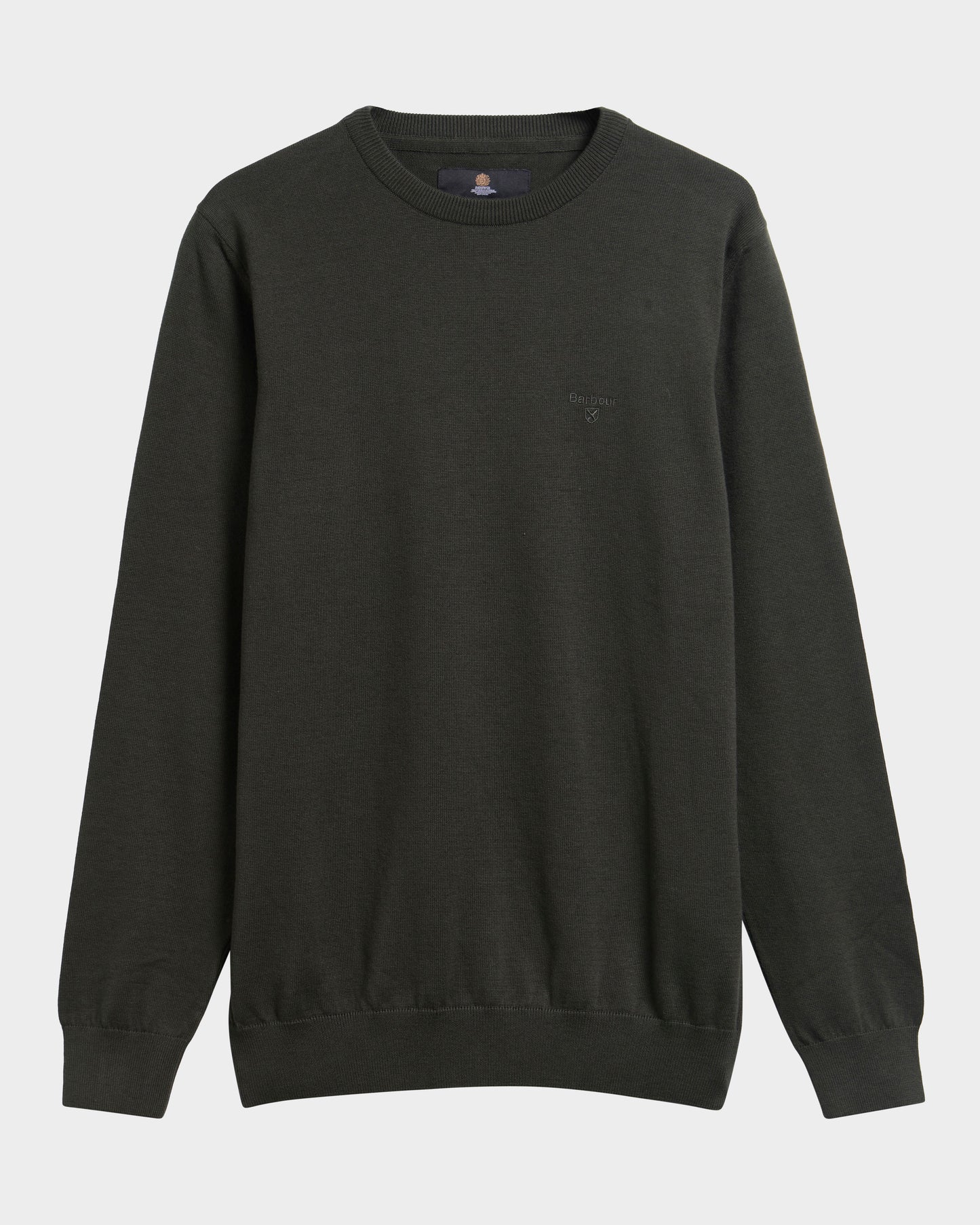 Barbour Pima Cotton Mens Crew Sweatshirt - Sage | CHO | Designer Mens Knitwear