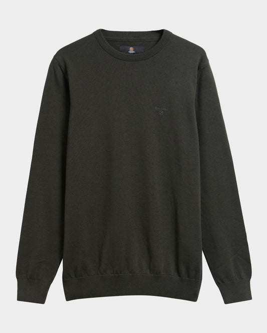 Barbour Pima Cotton Mens Crew Sweatshirt - Sage | CHO | Designer Mens Knitwear