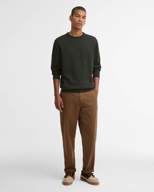 Barbour Pima Cotton Mens Crew Sweatshirt - Sage | CHO | Designer Mens Knitwear