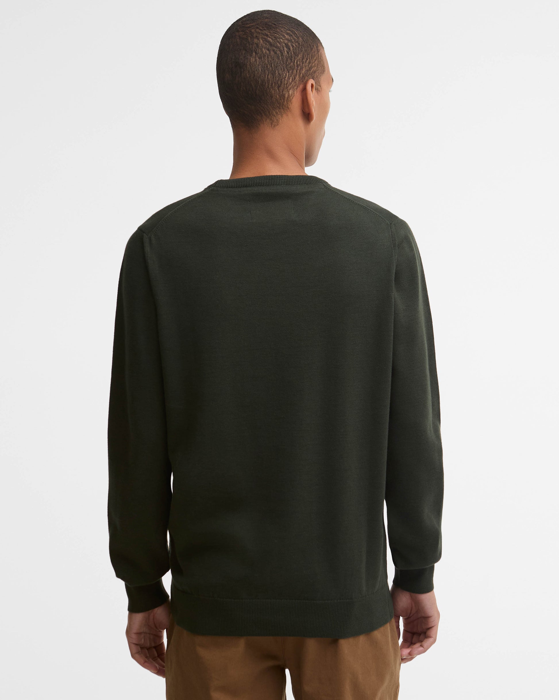 Barbour Pima Cotton Mens Crew Sweatshirt - Sage | CHO | Designer Mens Knitwear