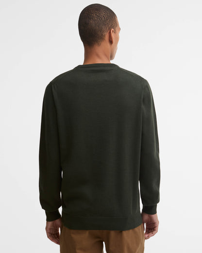 Barbour Pima Cotton Mens Crew Sweatshirt - Sage | CHO | Designer Mens Knitwear