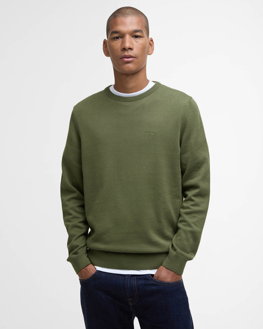 Barbour Pima Cotton Mens Crew Sweatshirt - Winter Moss