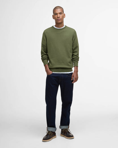 Barbour Pima Cotton Mens Crew Sweatshirt - Winter Moss