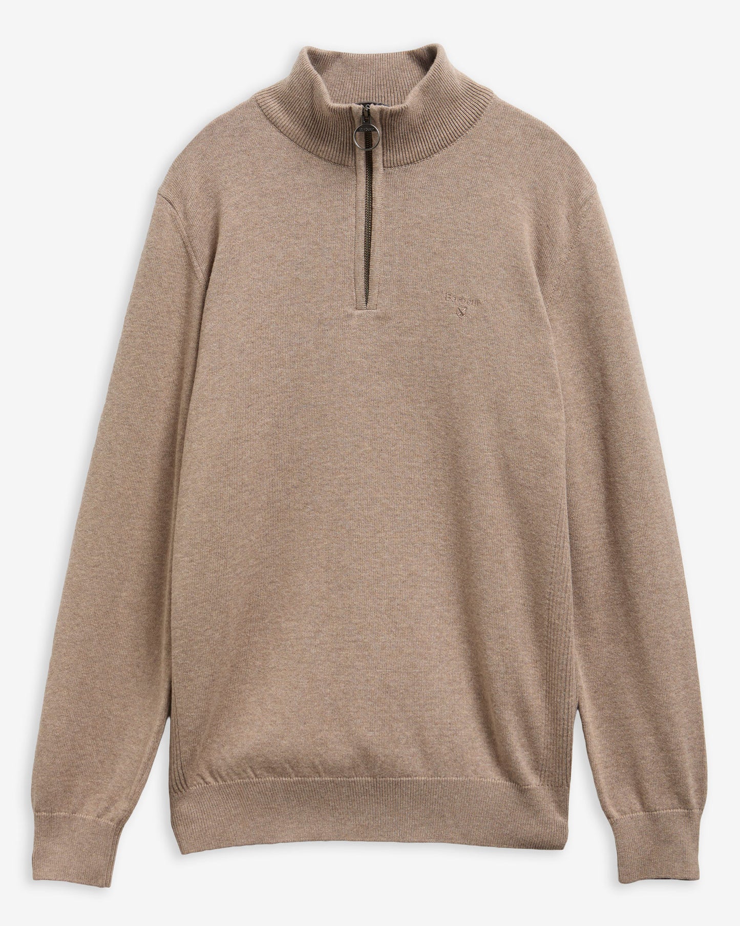 Barbour Cotton Mens Half Zip Jumper - Greystone