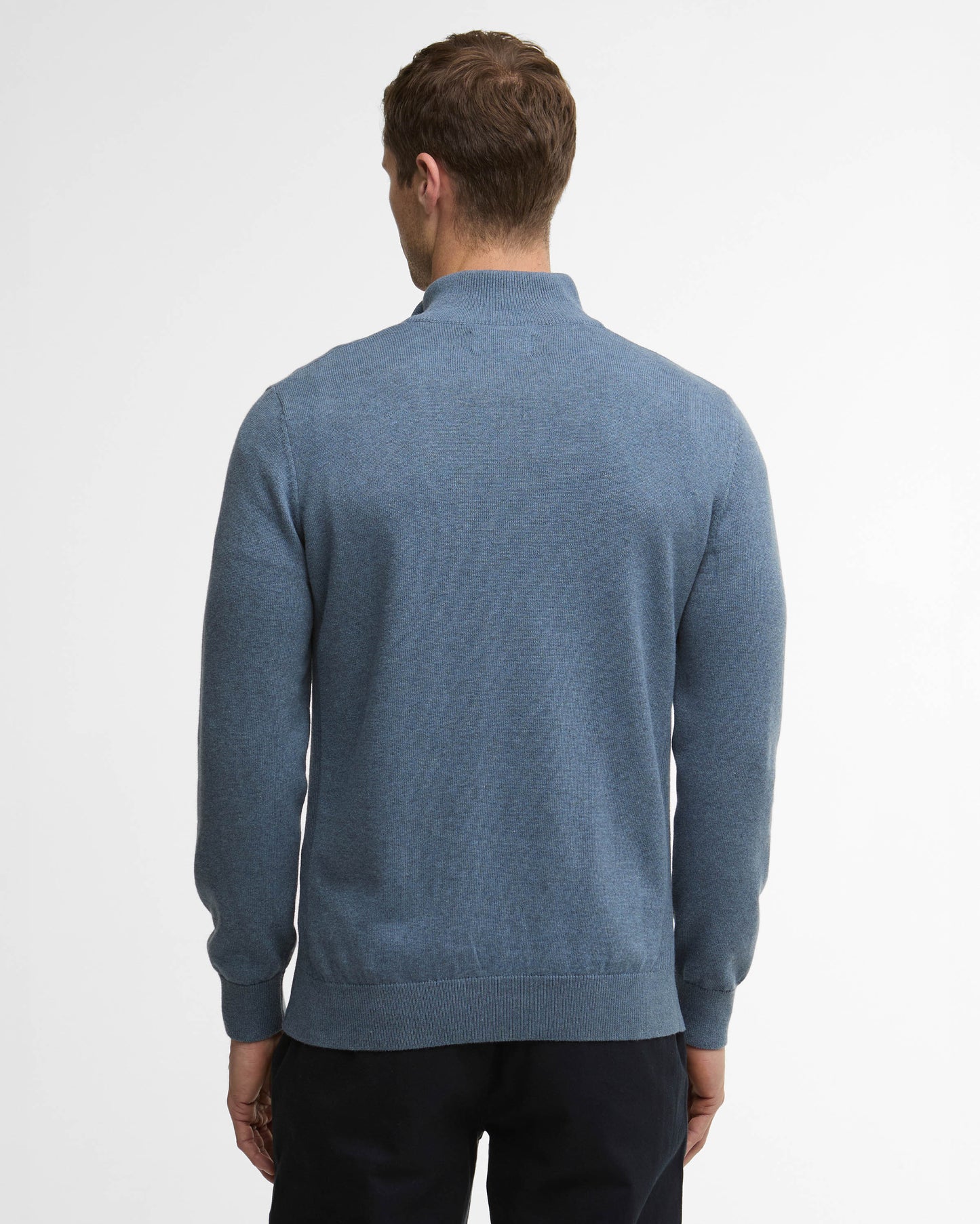 Barbour Cotton Mens Half Zip Jumper - Dusk Blue | CHO | Designer Mens Knitwear