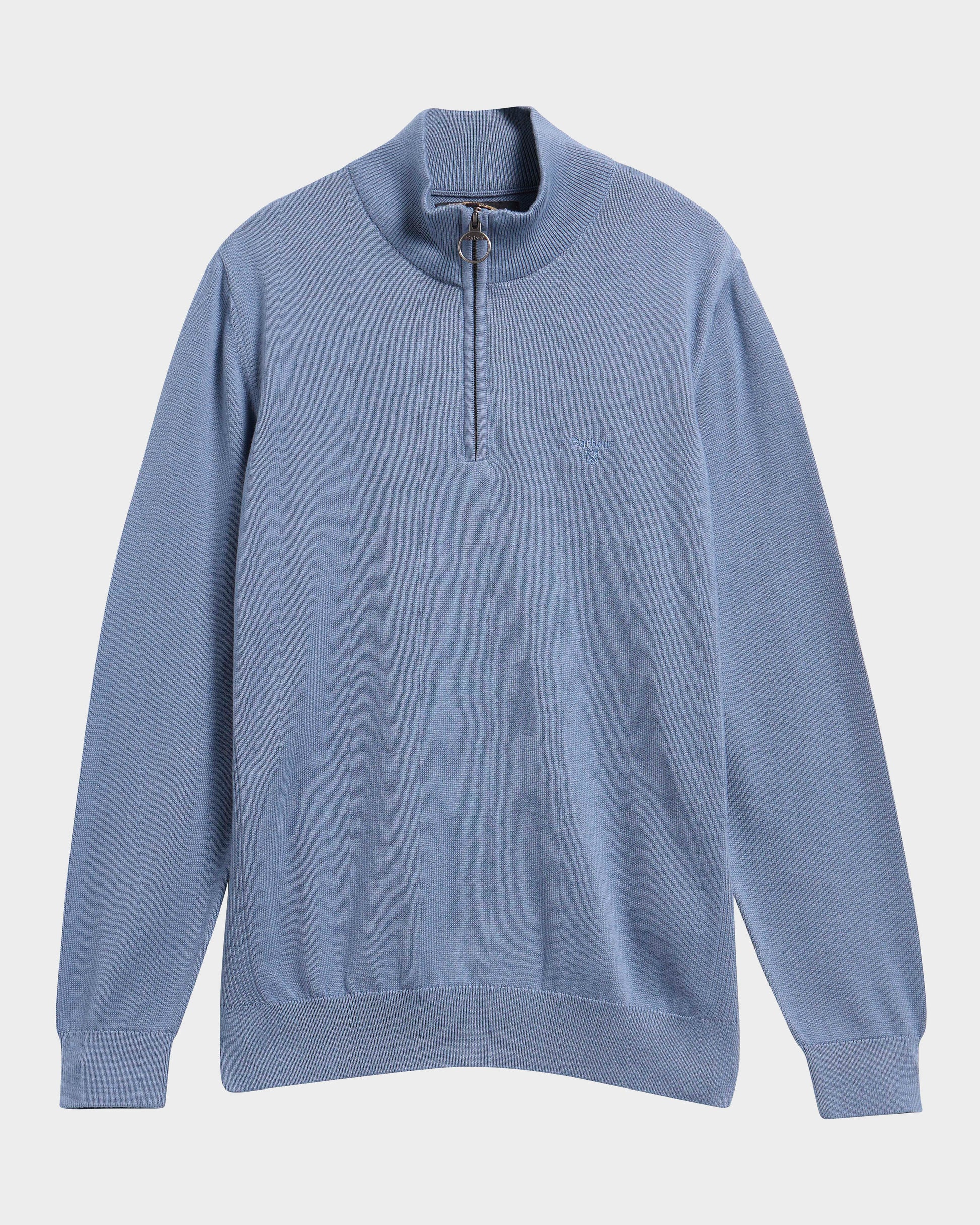 Barbour Cotton Mens Half Zip Jumper - Tarn Blue | CHO | Designer Mens Knitwear