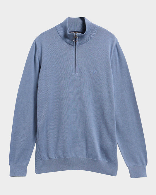 Barbour Cotton Mens Half Zip Jumper - Tarn Blue | CHO | Designer Mens Knitwear