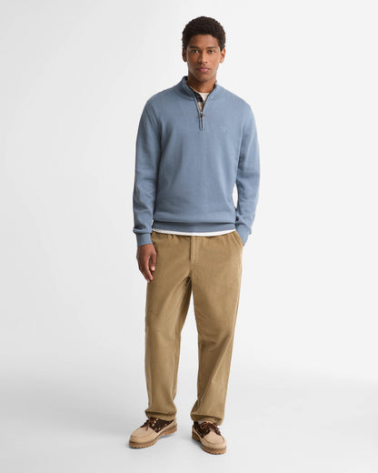 Barbour Cotton Mens Half Zip Jumper - Tarn Blue | CHO | Designer Mens Knitwear