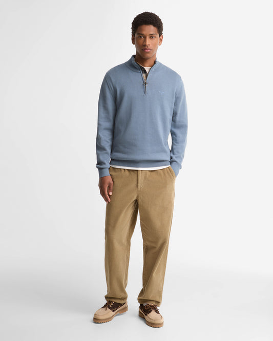 Barbour Cotton Mens Half Zip Jumper - Tarn Blue | CHO | Designer Mens Knitwear