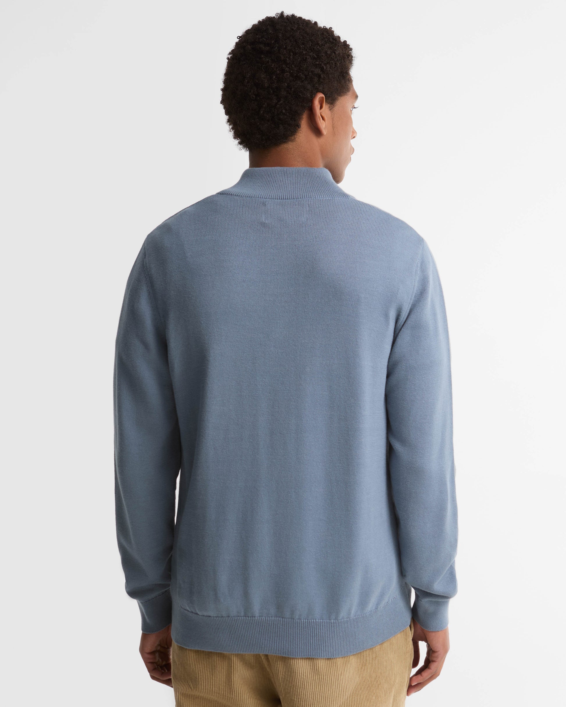Barbour Cotton Mens Half Zip Jumper - Tarn Blue | CHO | Designer Mens Knitwear