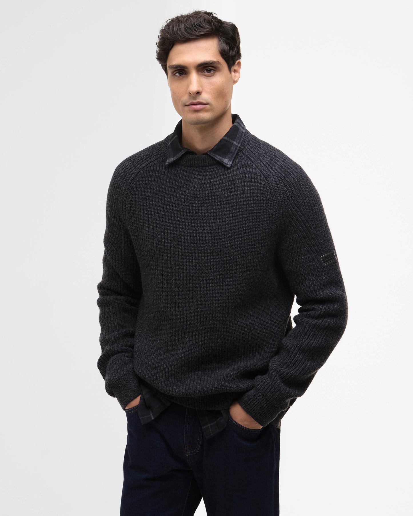 Barbour International Chester Mens Crew Neck Jumper - Charcoal Marl