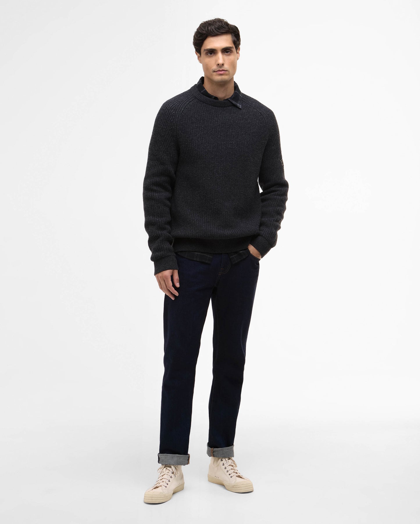 Barbour International Chester Mens Crew Neck Jumper - Charcoal Marl
