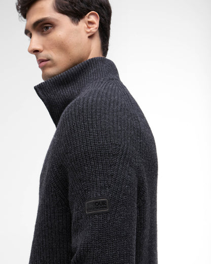 Barbour International Chester Mens Funnel Neck Jumper - Charcoal Marl