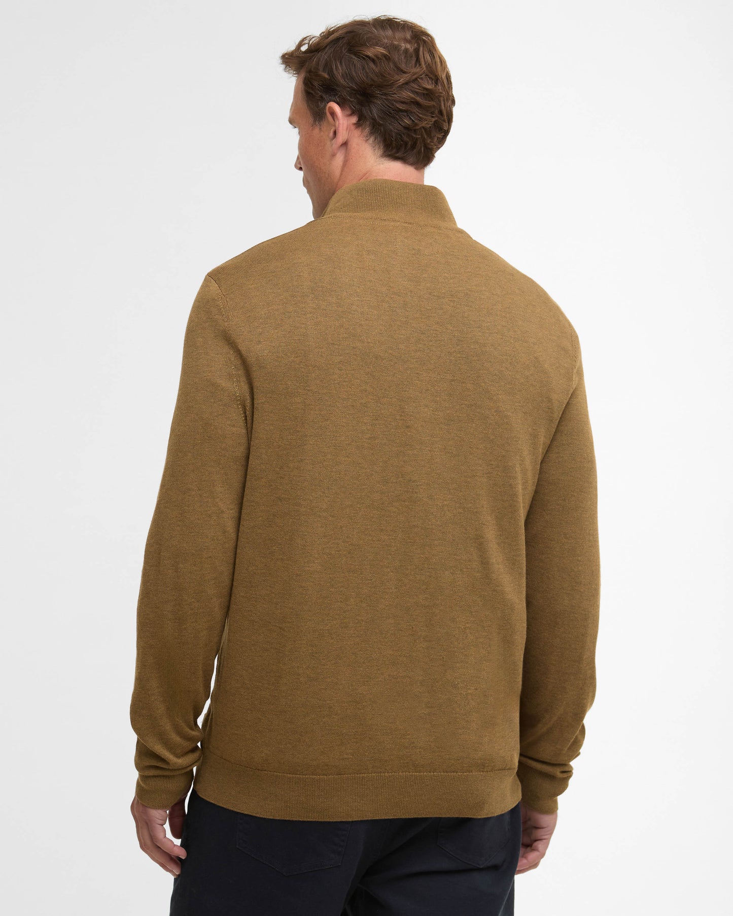 Barbour Bayfield Mens Half Zip Jumper - Russet | CHO | Designer Mens Jumpers