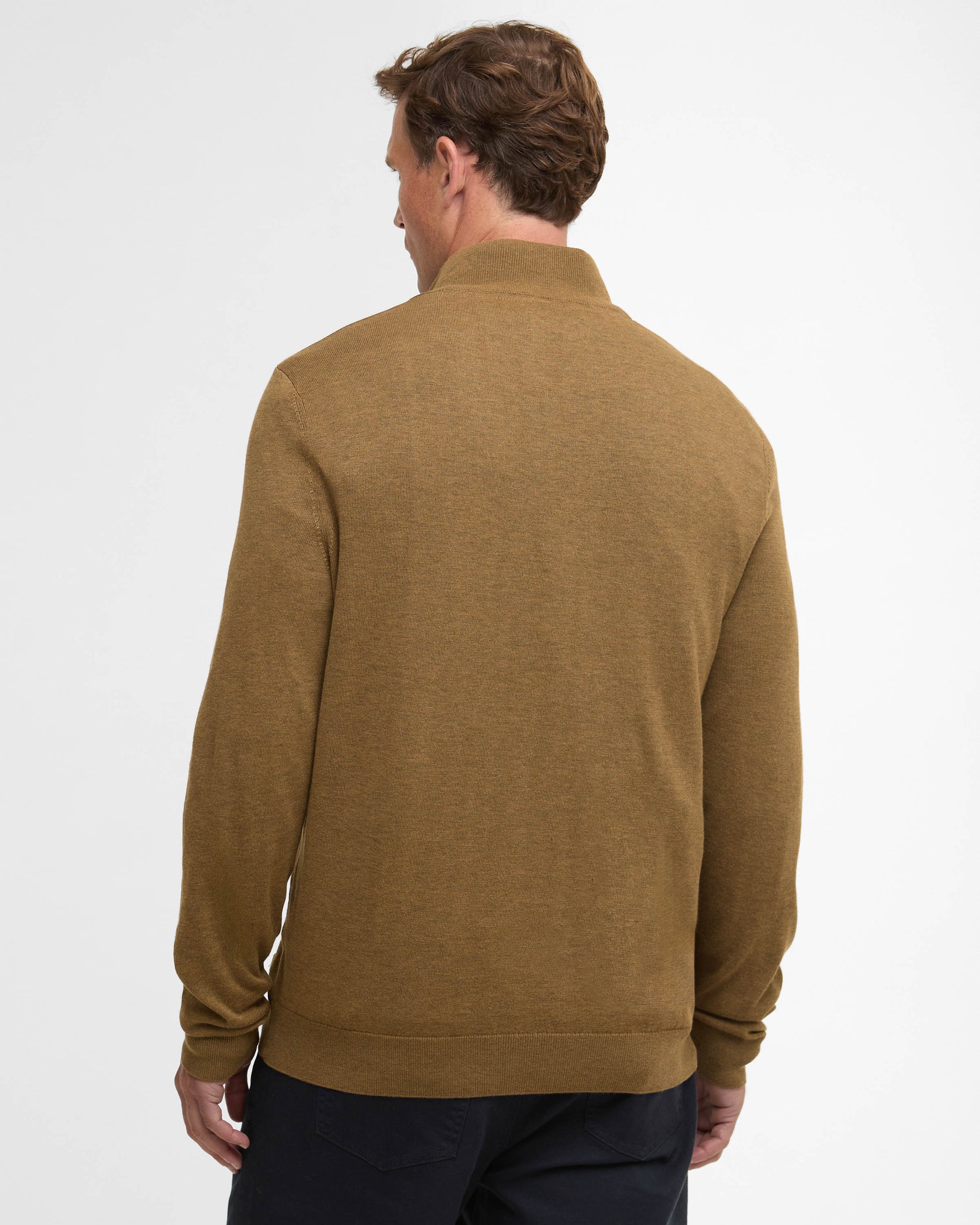 Barbour Bayfield Mens Half Zip Jumper - Russet | CHO | Designer Mens Jumpers