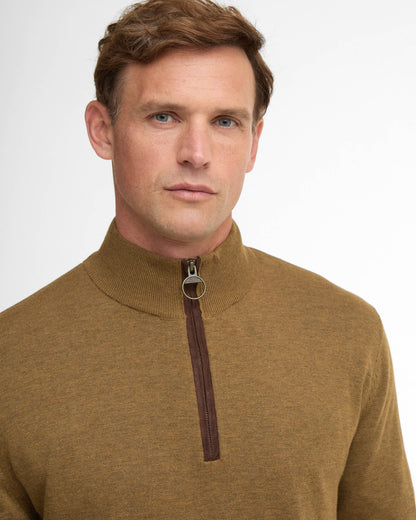 Barbour Bayfield Mens Half Zip Jumper - Russet | CHO | Designer Mens Jumpers