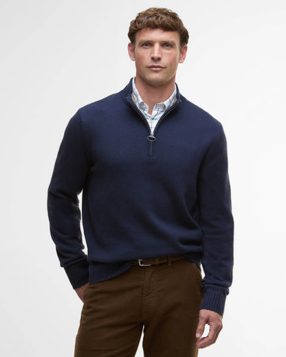 Barbour Kelson Mens Half Zip Knitted Jumper - Navy | CHO | Designer Mens Half Zip Jumpers