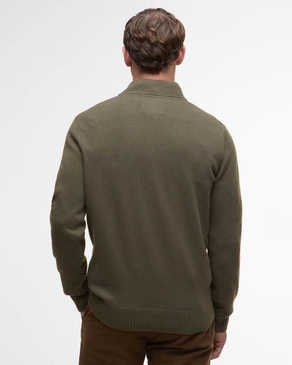 Barbour Kelson Mens Half Zip Knitted Jumper - Olive | CHO | Designer Mens Half Zip Jumpers